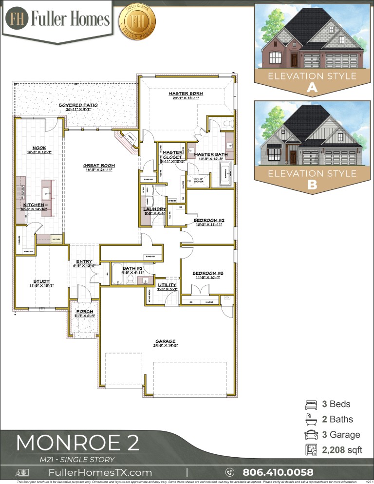 Monroe 2 M21 V25.1 Fuller Homes, Home Builders Amarillo TX (1366x768)
